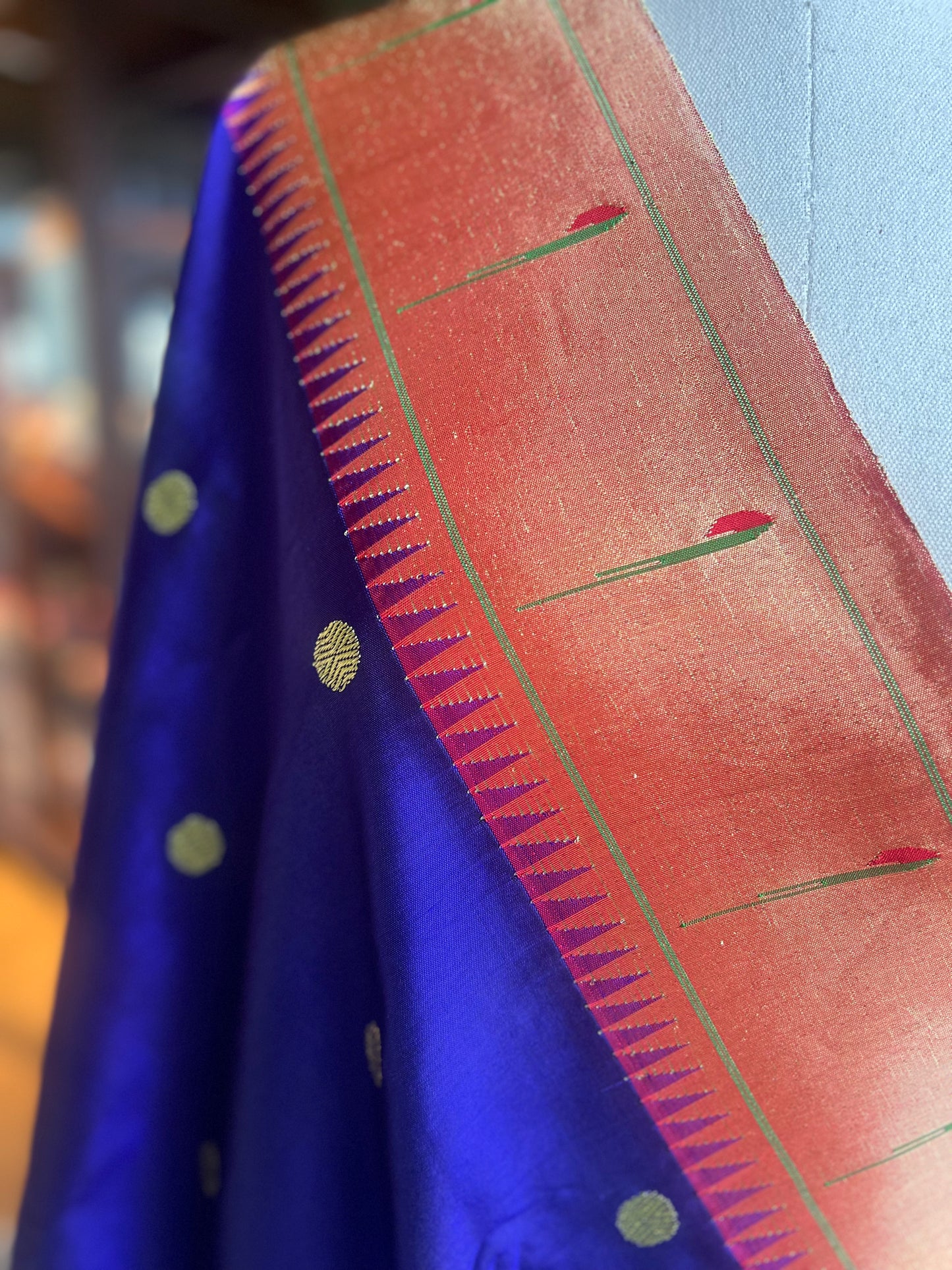 Deep Blue Dupatta with Muniya Border and Tava Pallu