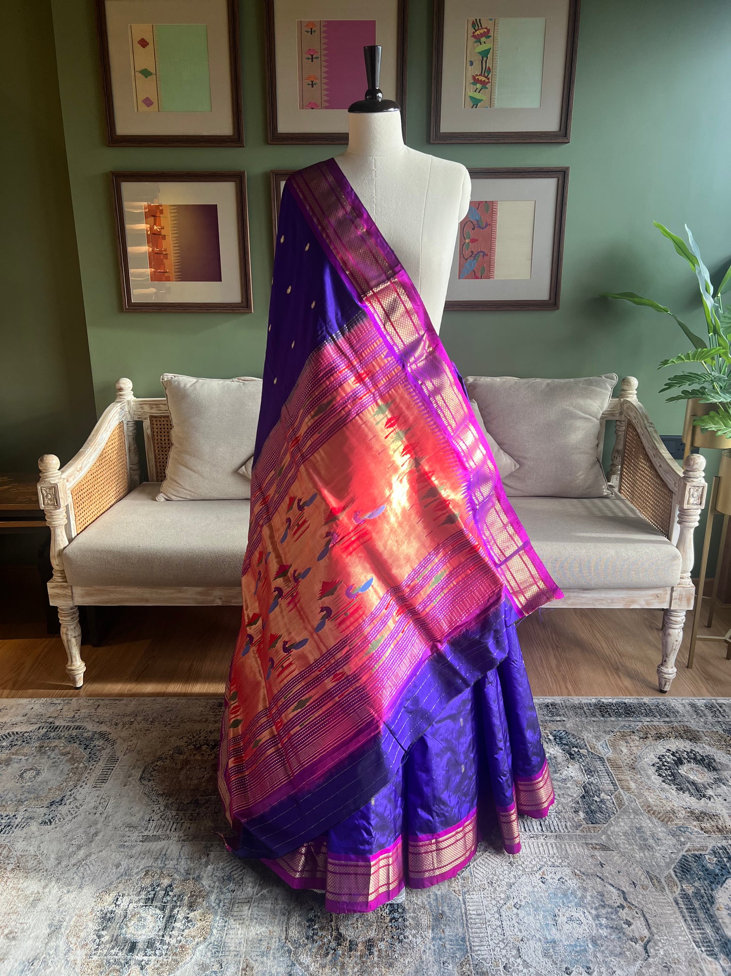 Purple Paithani with Contrast Border and Classic Pallu