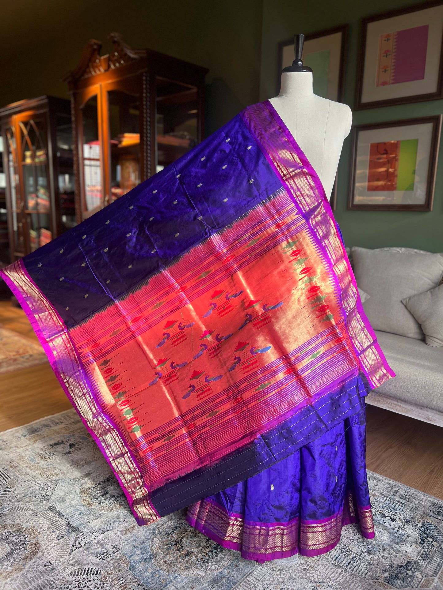 Purple Paithani with Contrast Border and Classic Pallu