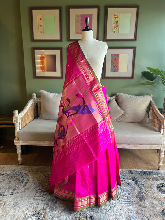 Rani Pink Paithani with Peacock Pallu