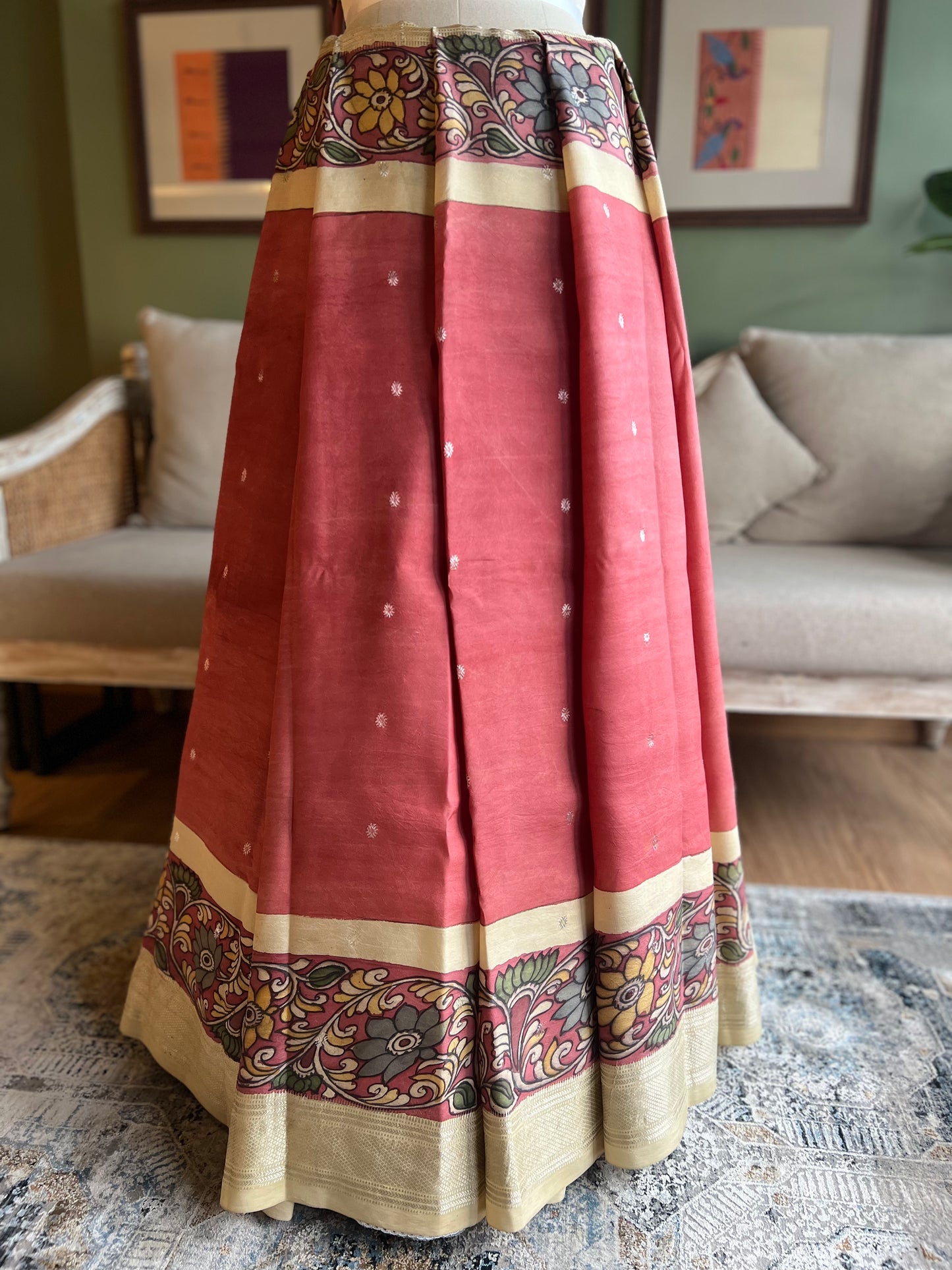 Rust/Beige Kalamkari x Paithani with Asavali Pallu