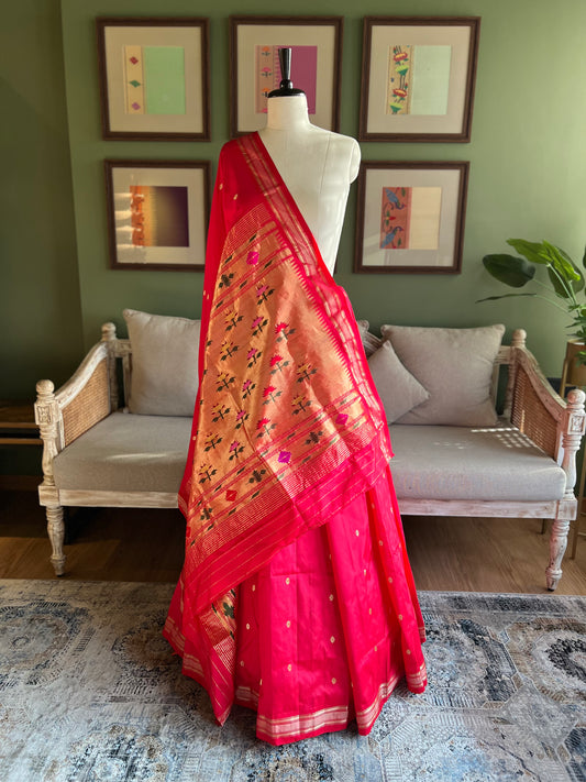 Red Paithani with Asavali Pallu