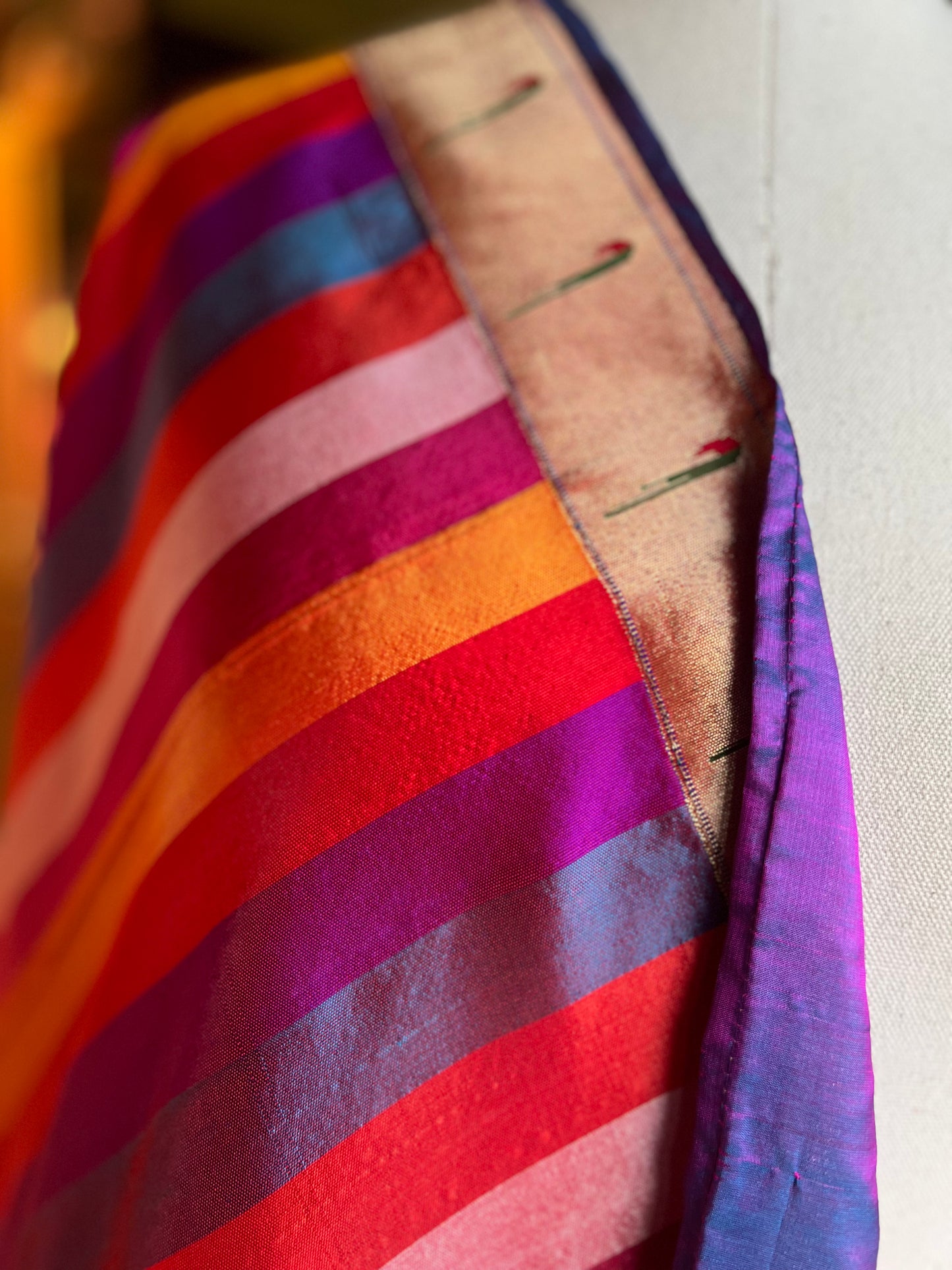 Multicoloured Dupatta with Muniya Border, Peacock Pallu and Edge Detailing