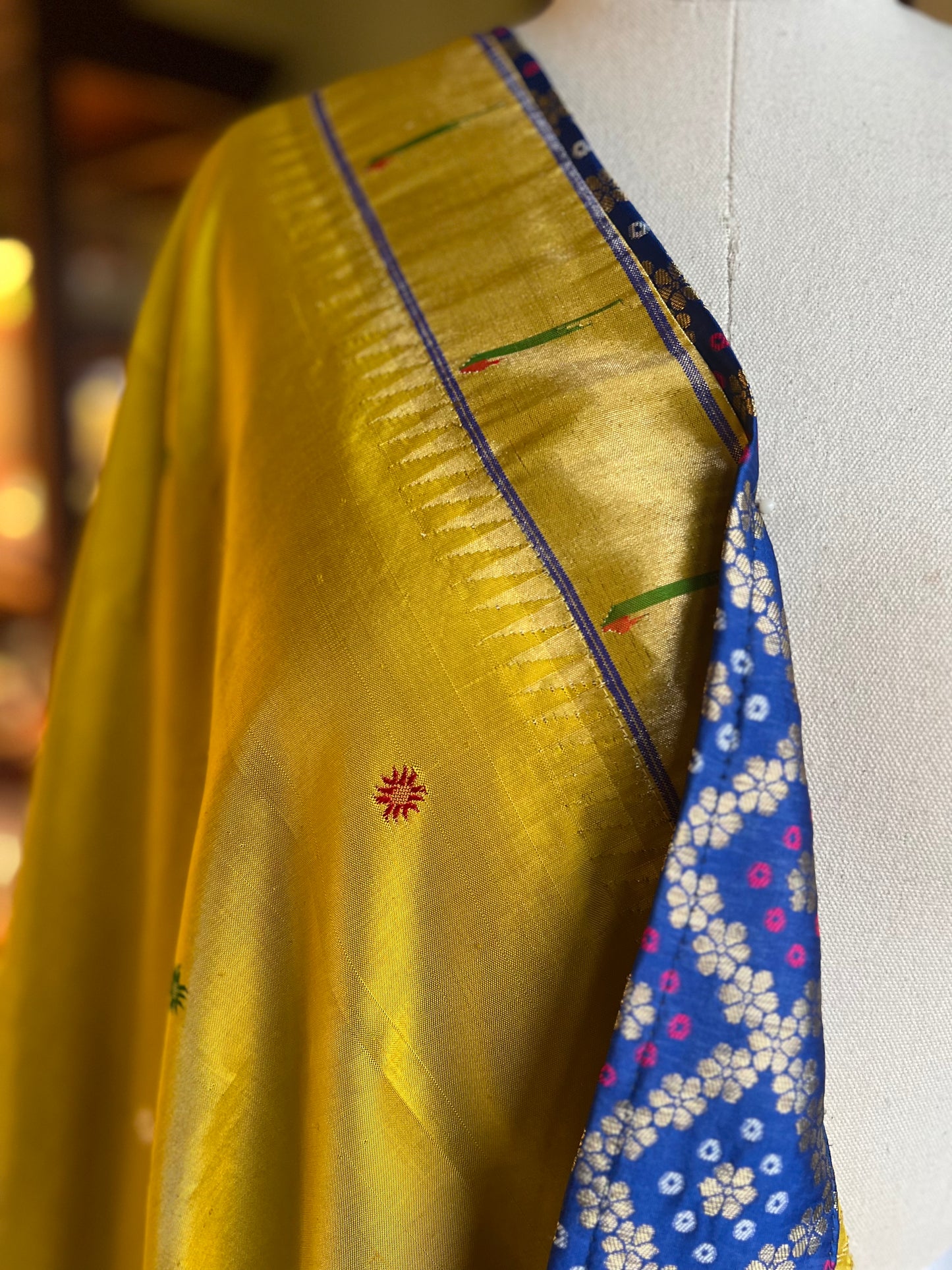 Yellow Dupatta with Muniya Border, Asavali Pallu and Edge Detailing
