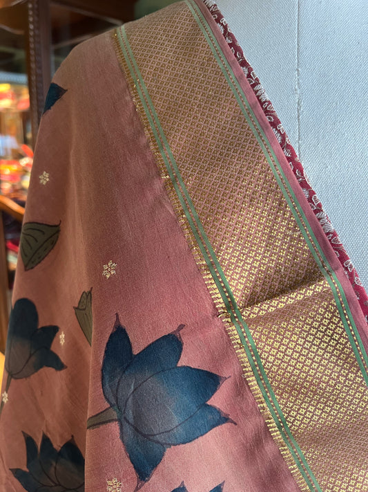 Light Brown Kalamkari x Paithani Dupatta