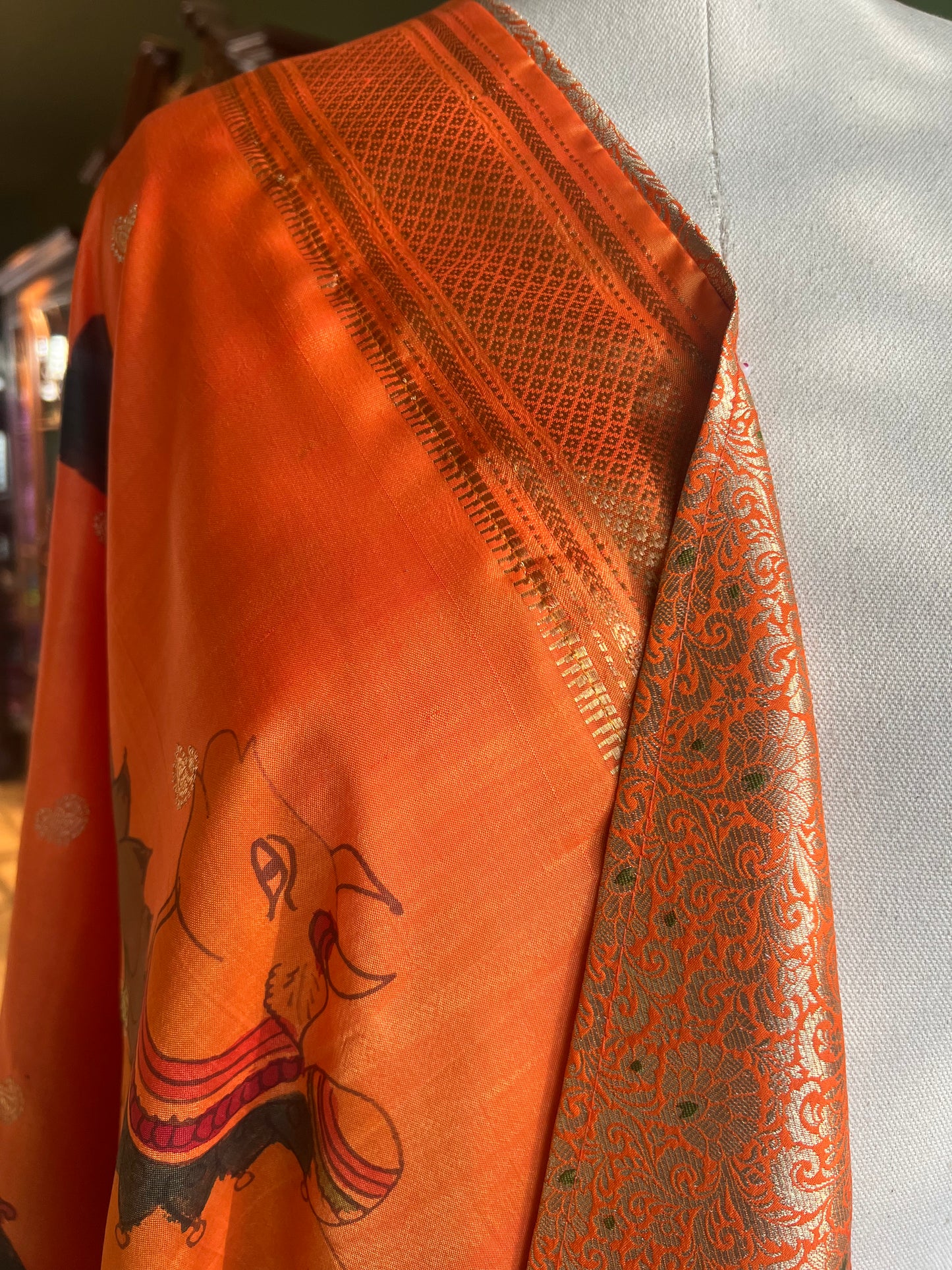 Orange Kalamkari x Paithani Dupatta