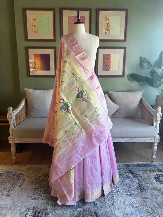 Baby Pink Paithani with Asavali Pallu
