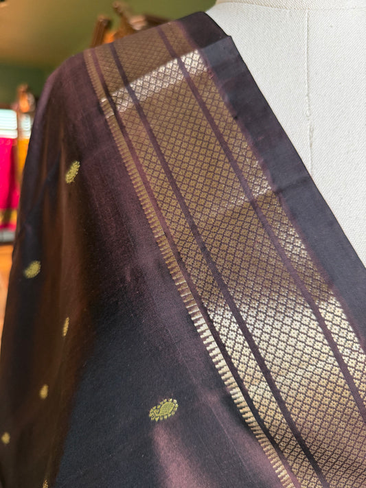 Coffee Brown Dupatta with Narali Border