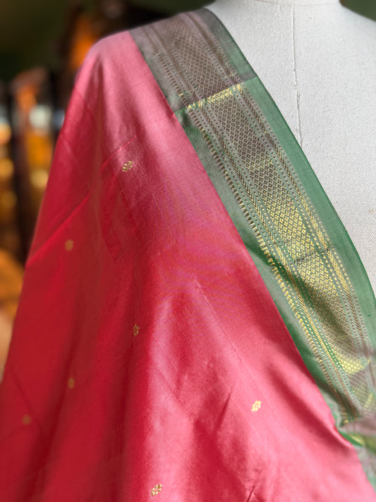 Peachy Pink Dupatta with Lotus Pallu