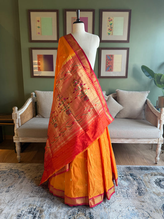 Mango Paithani with Contrast Border and Asavali Pallu