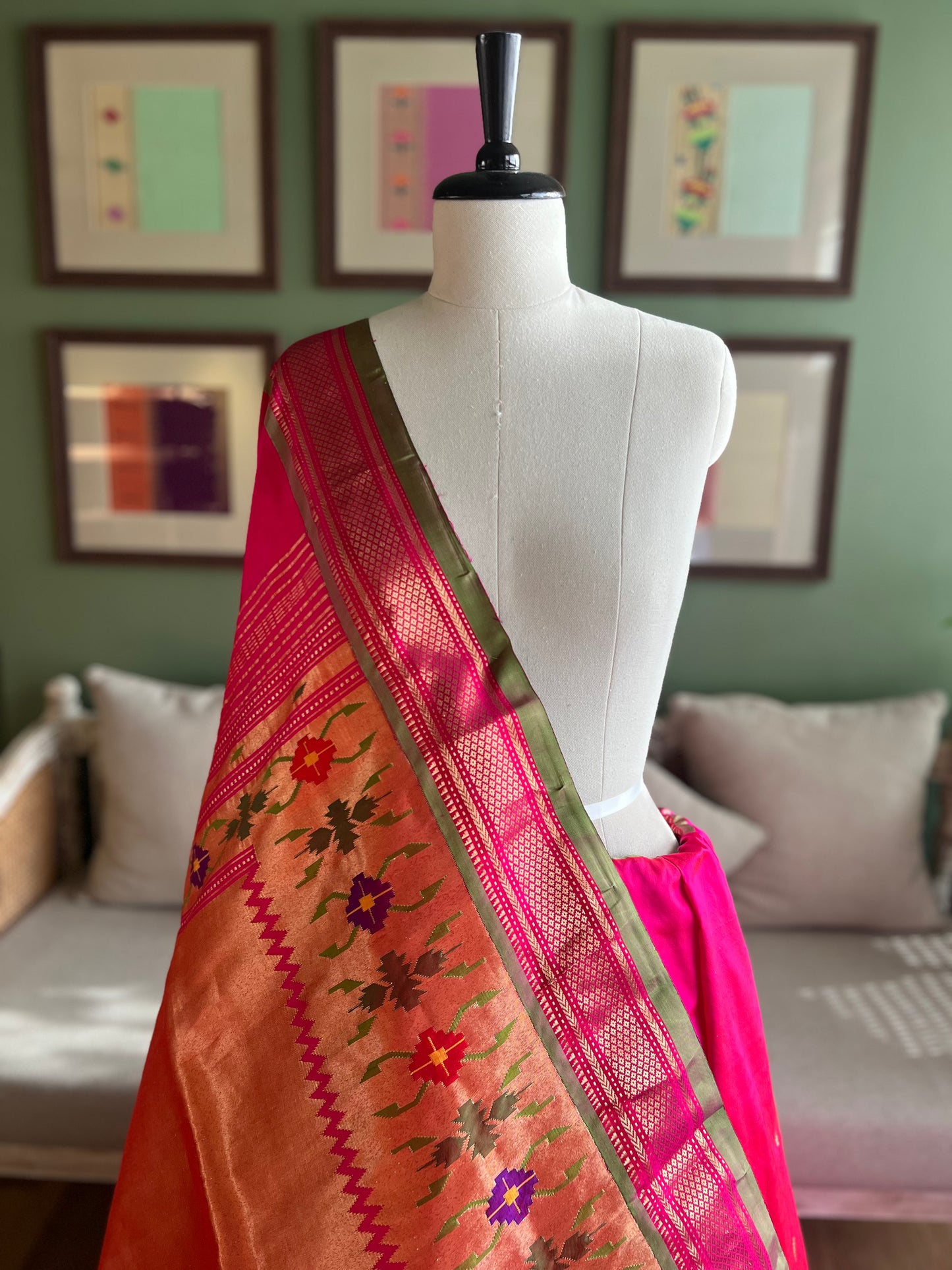 Rani Pink Paithani with Tava Pallu