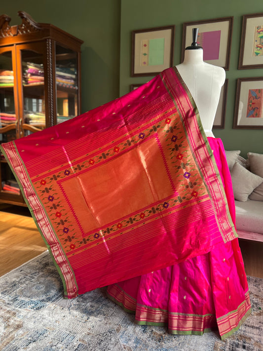 Rani Pink Paithani with Tava Pallu