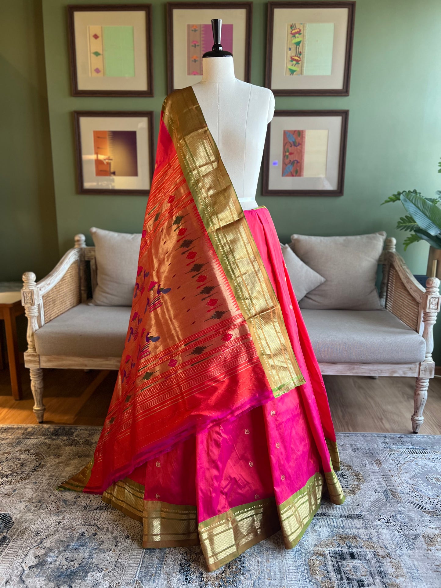 Bright Pink Paithani with Chandrakor Buttis and Classic Pallu