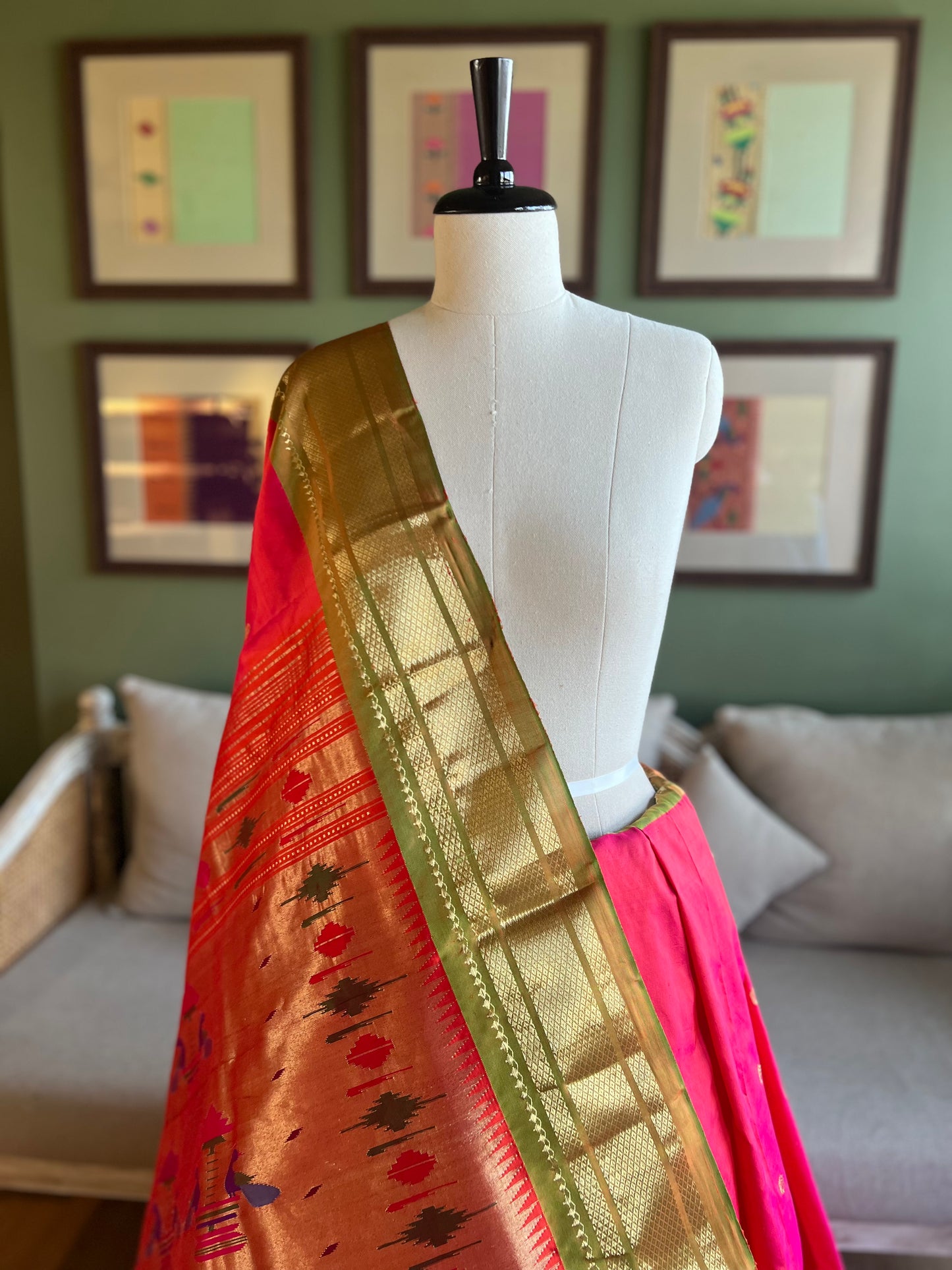 Bright Pink Paithani with Chandrakor Buttis and Classic Pallu