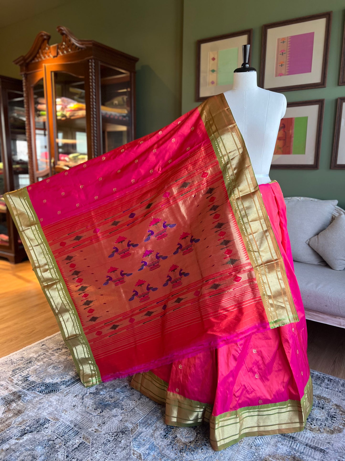 Bright Pink Paithani with Chandrakor Buttis and Classic Pallu