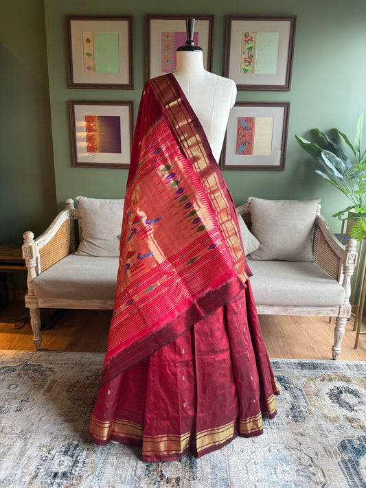 Maroon Paithani with Classic Pallu