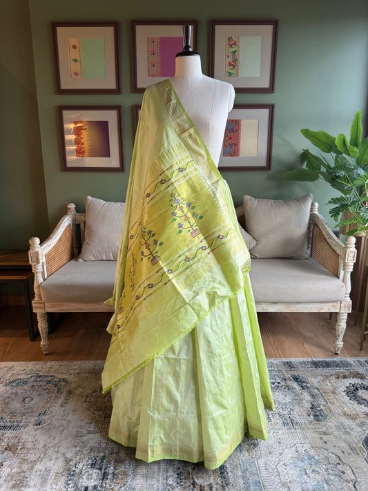 Lime Green Paithani with Asavali Pallu