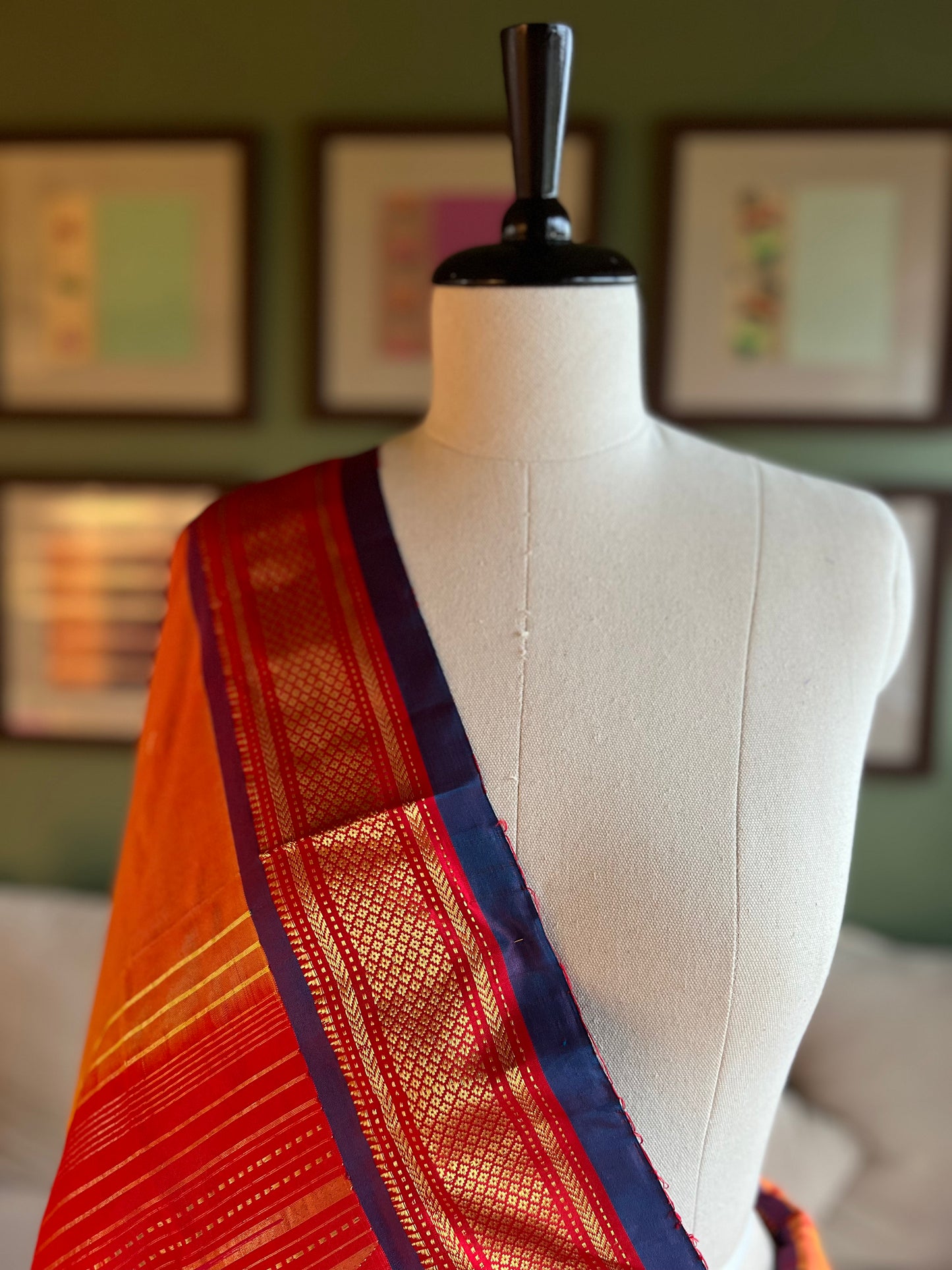 Orange Paithani with Purple Border and Classic Pallu