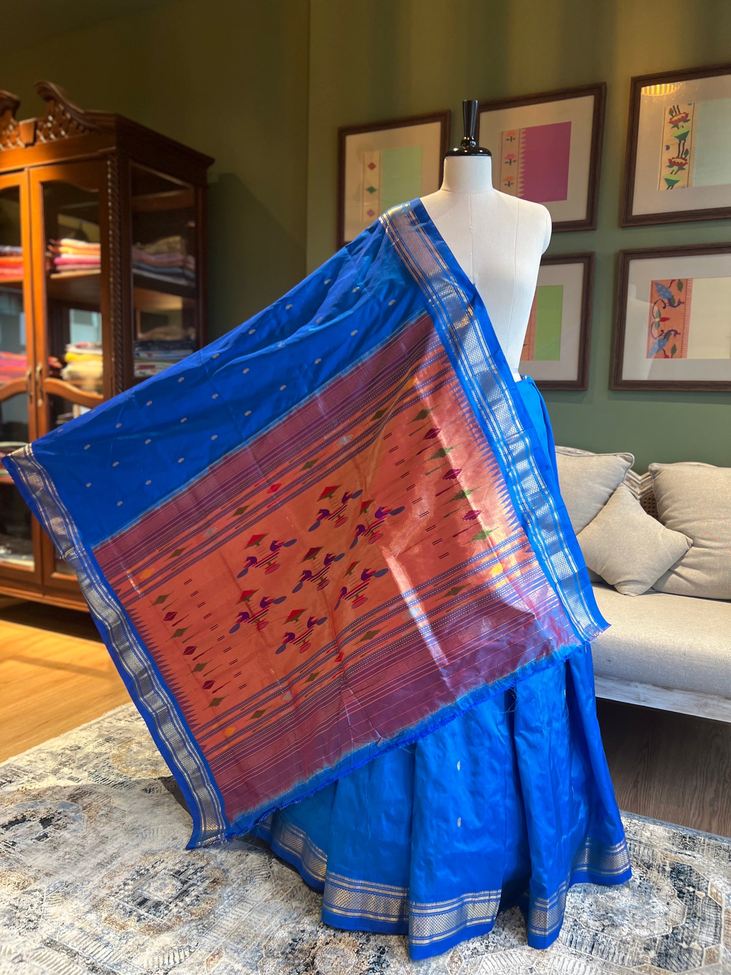 Cobalt Blue Paithani with Classic Pallu