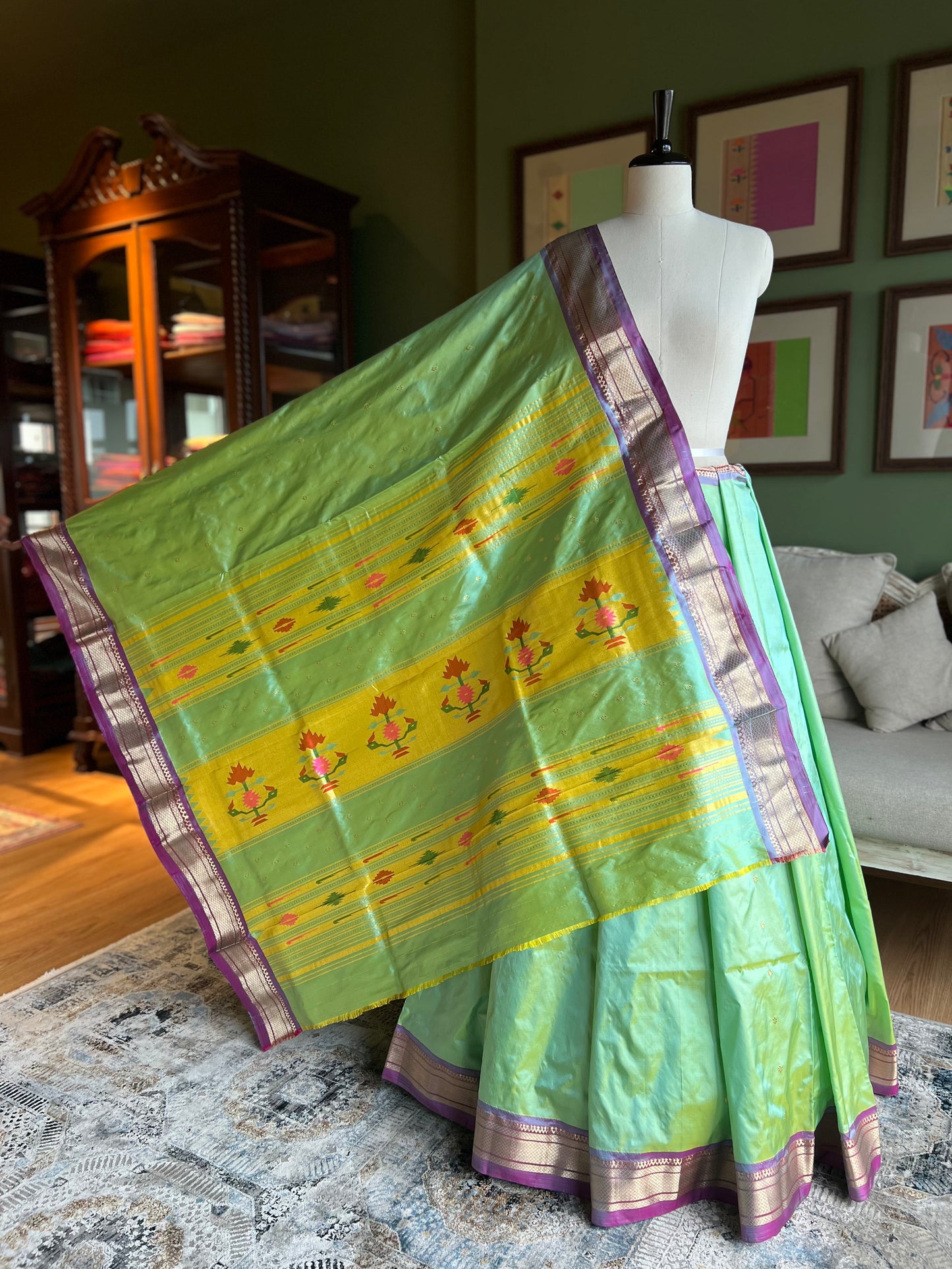 Mint Green Paithani with 'Asavali' Pallu