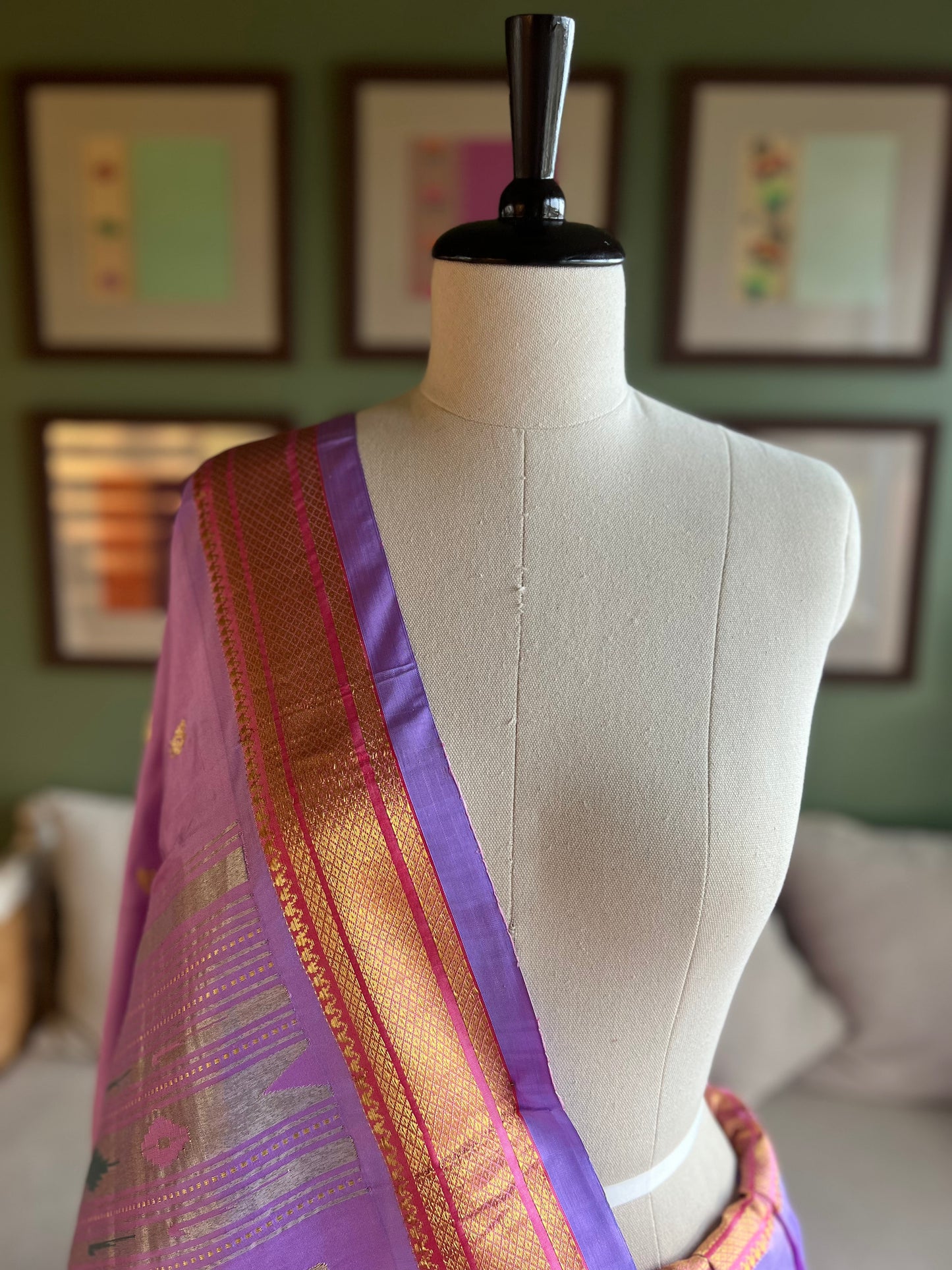 Lavender Paithani with 'Asavali' Pallu