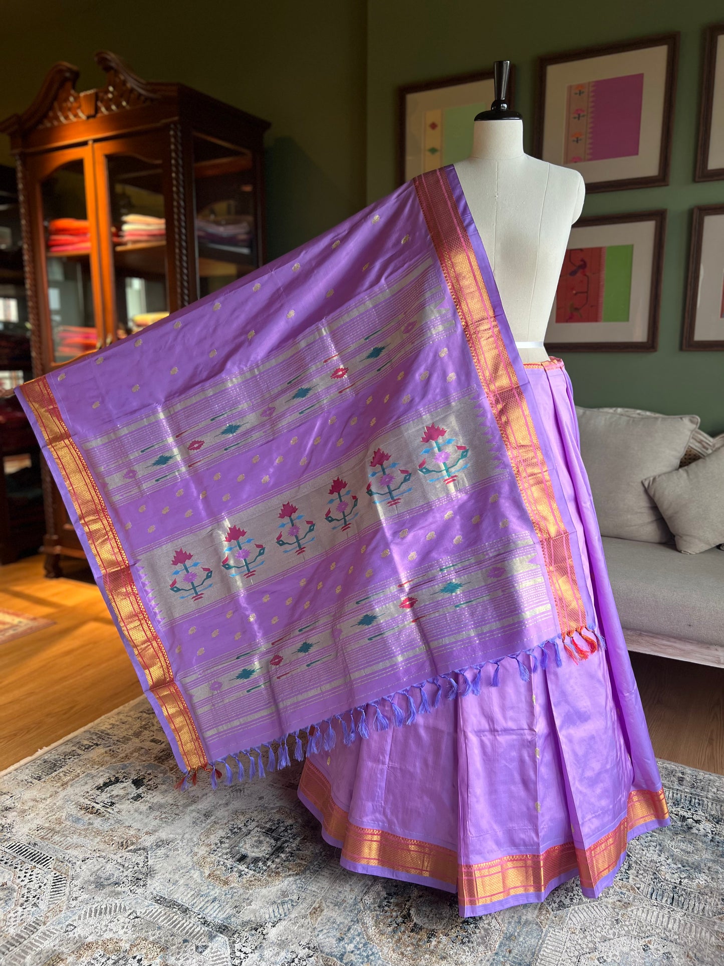 Lavender Paithani with 'Asavali' Pallu