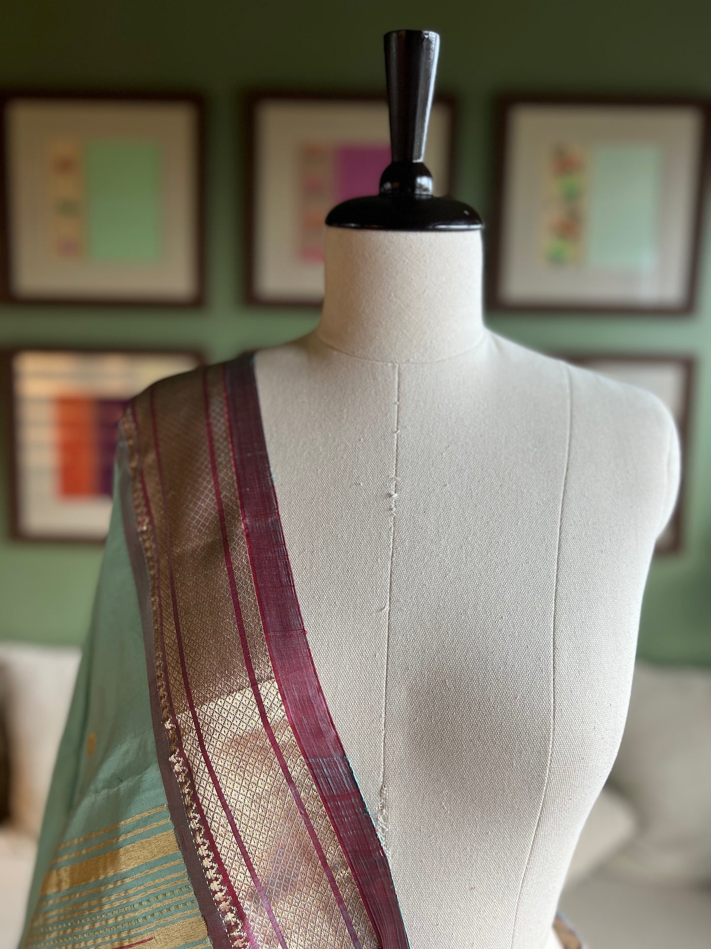 Baby Blue Paithani with 'Asavali' Pallu