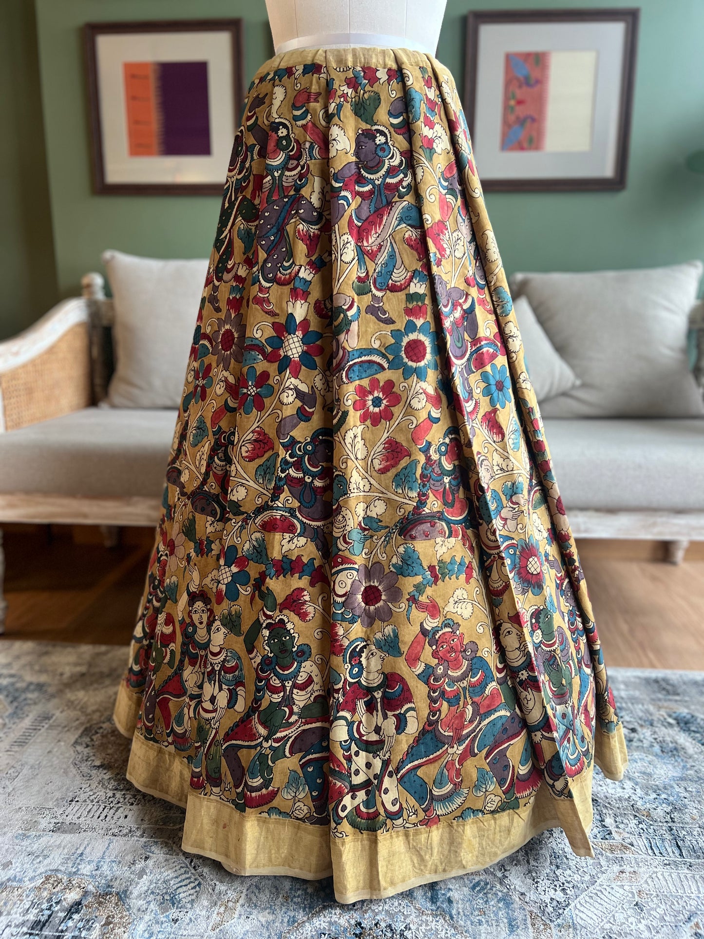 Khaki Kalamkari x Paithani with Asavali Pallu