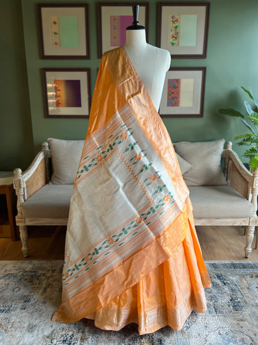 Orange/Peach Paithani with Tava Pallu