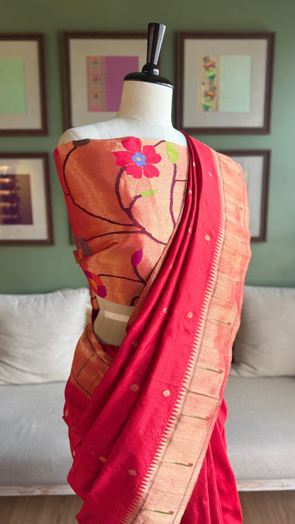 All Over Floral Jaal Tissue Blouse Piece