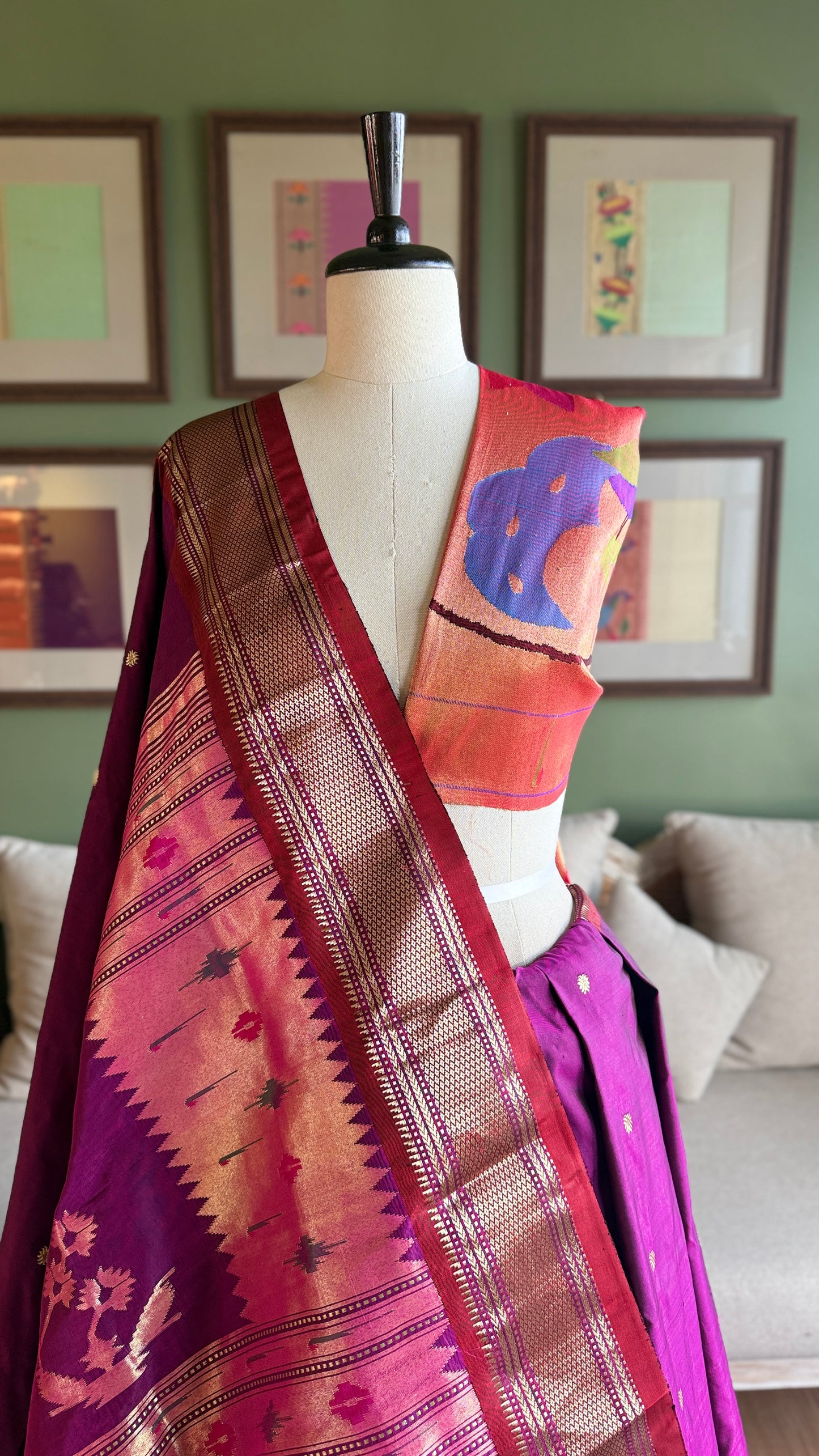 All Over Peacock Jaal Tissue Blouse Piece
