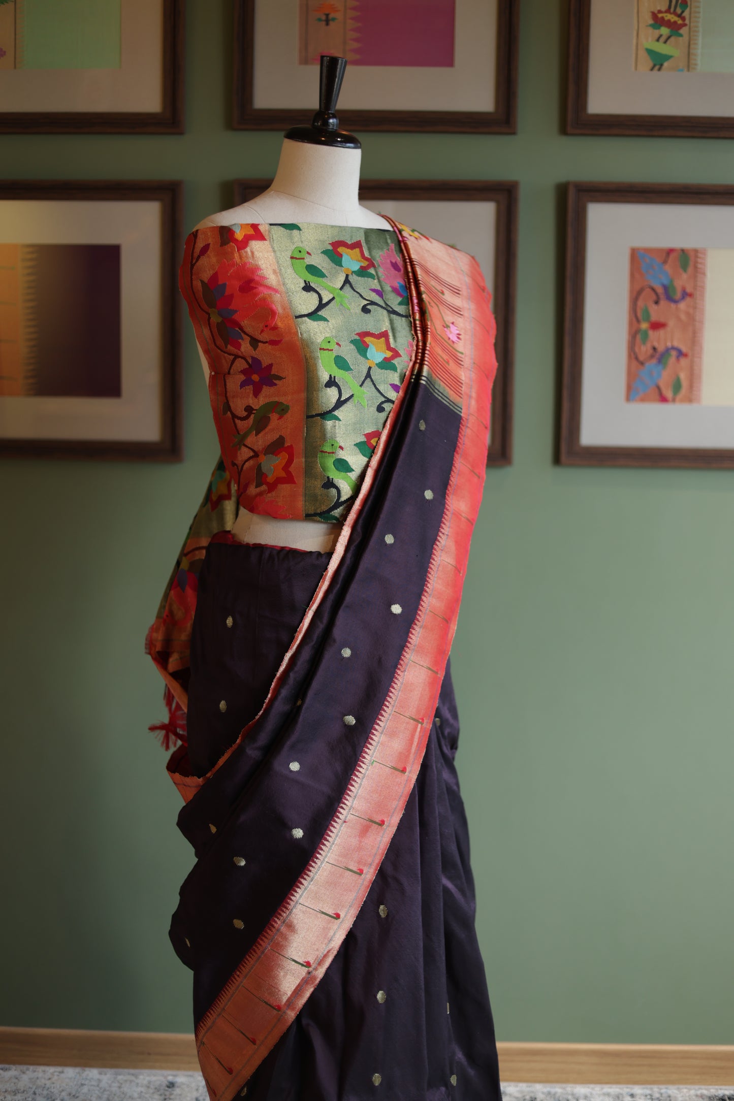 All Over Jaal Tissue Blouse Piece with Contrast Border