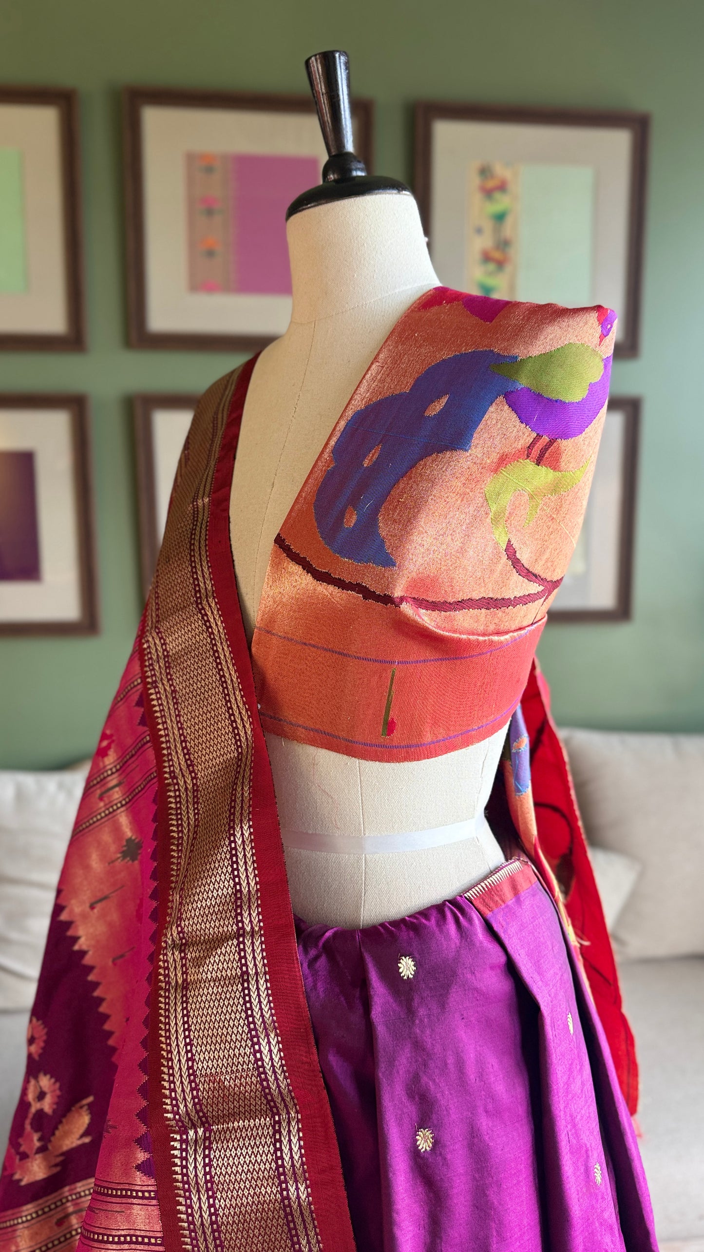 All Over Peacock Jaal Tissue Blouse Piece