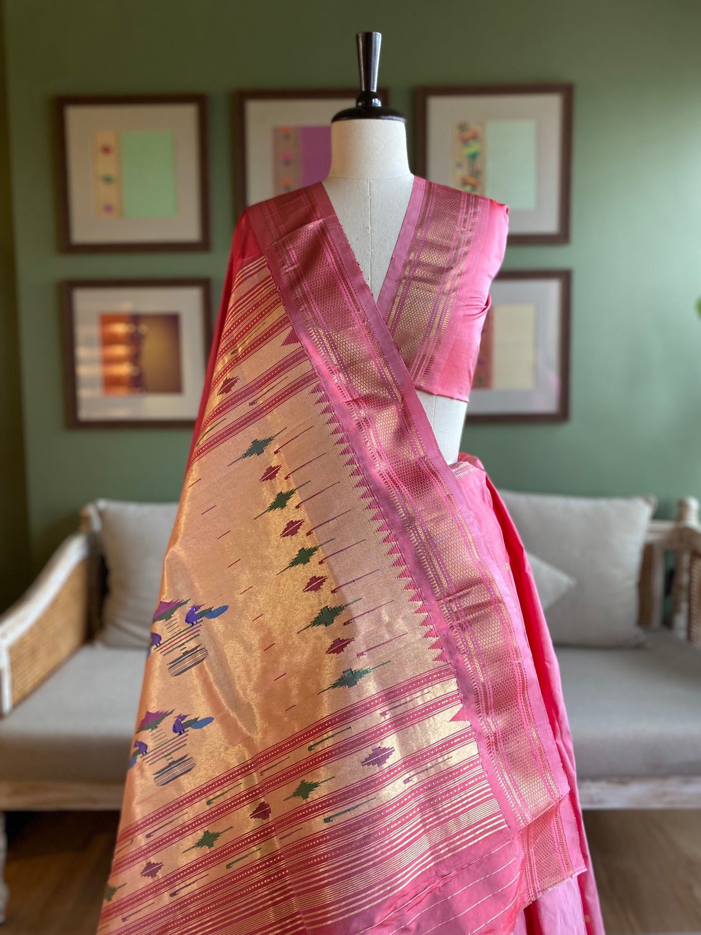 Peachy Pink Paithani with Classic Pallu