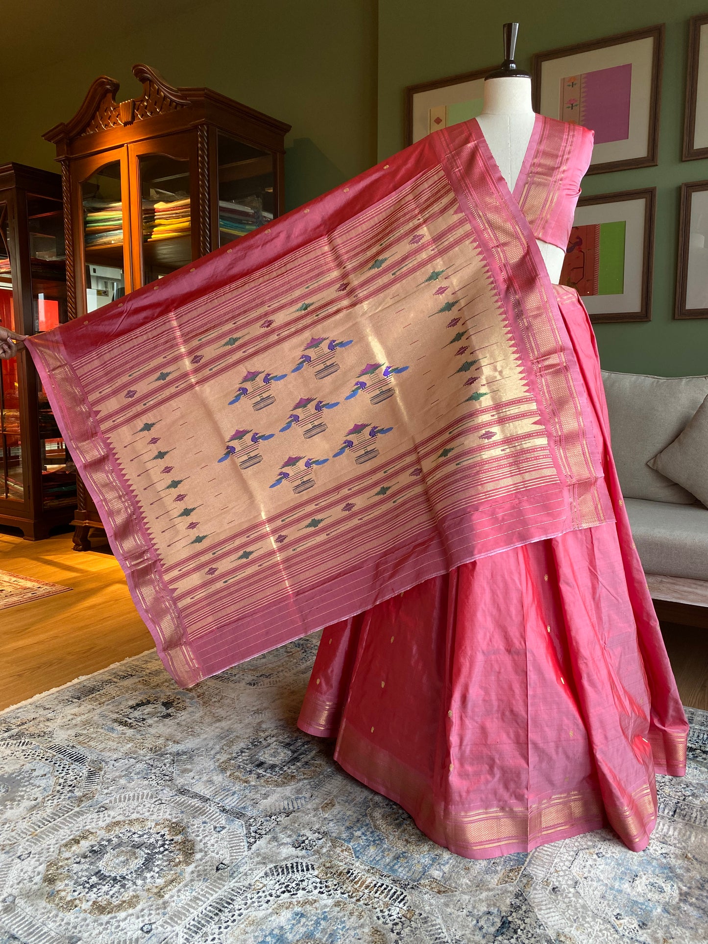 Peachy Pink Paithani with Classic Pallu