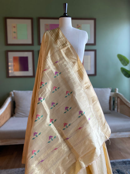 Beige Paithani with Asavali Motif Pallu