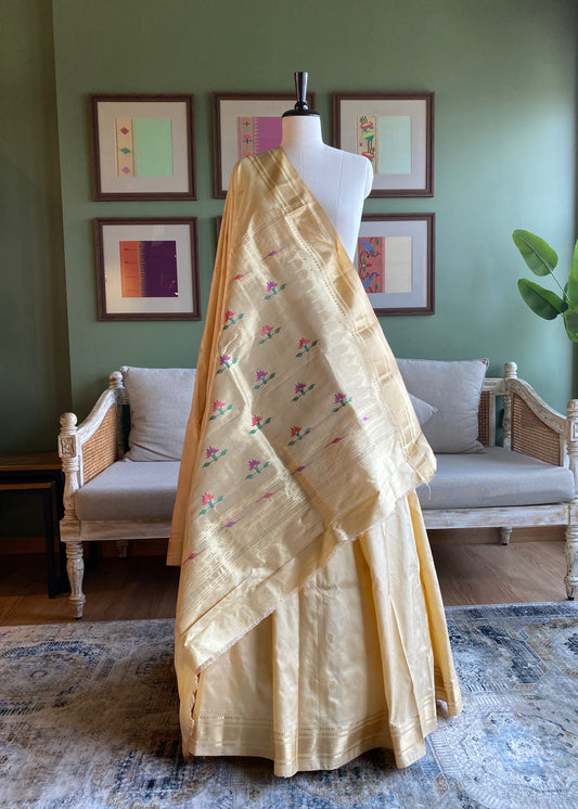 Beige Paithani with Asavali Motif Pallu