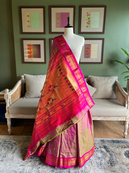 Pink x Green Paithani with Classic Pallu