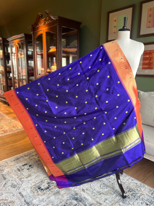 Deep Blue Dupatta with Muniya Border and Tava Pallu