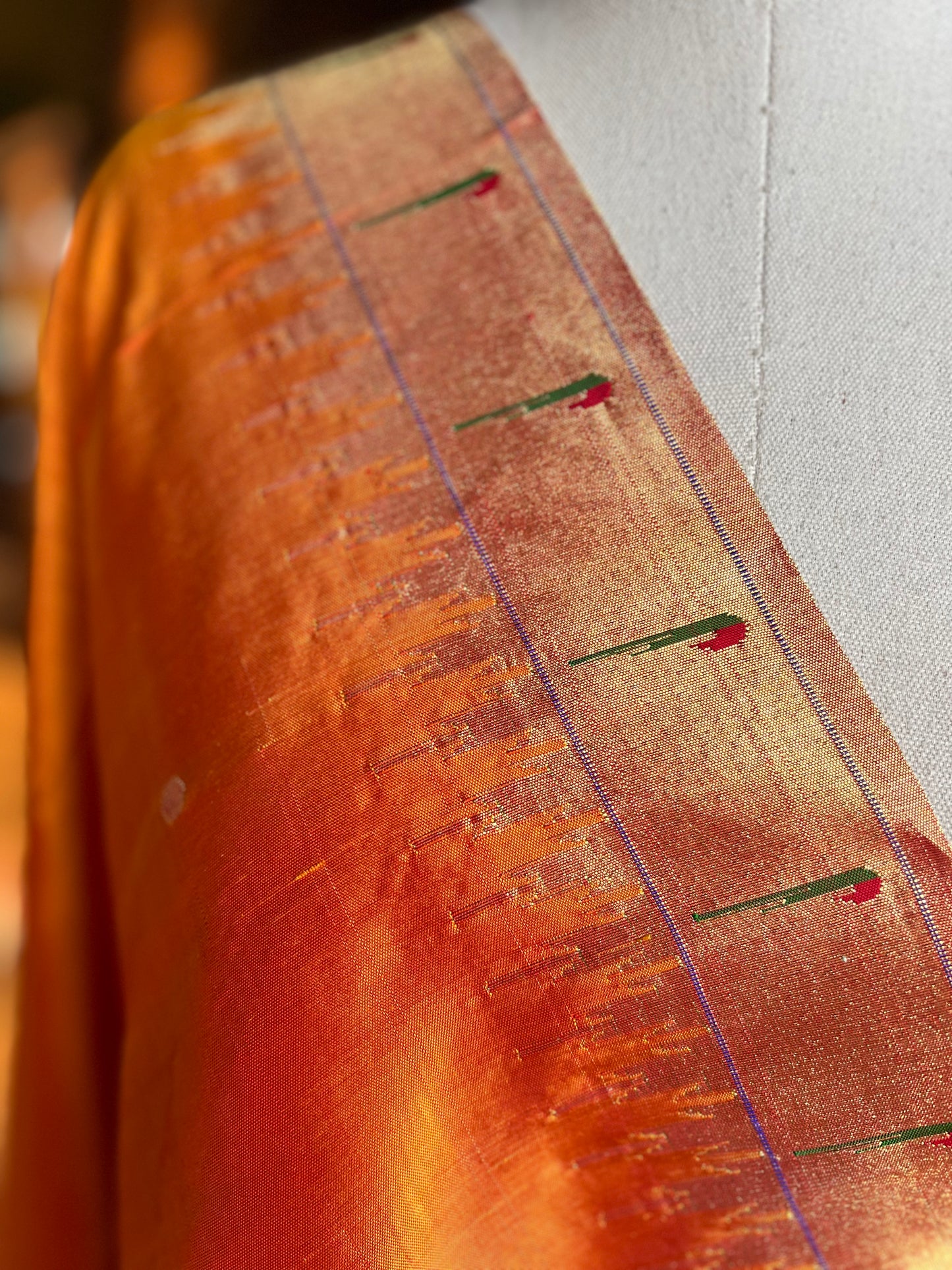 Mango Orange Dupatta with Muniya Border and Lotus Pallu