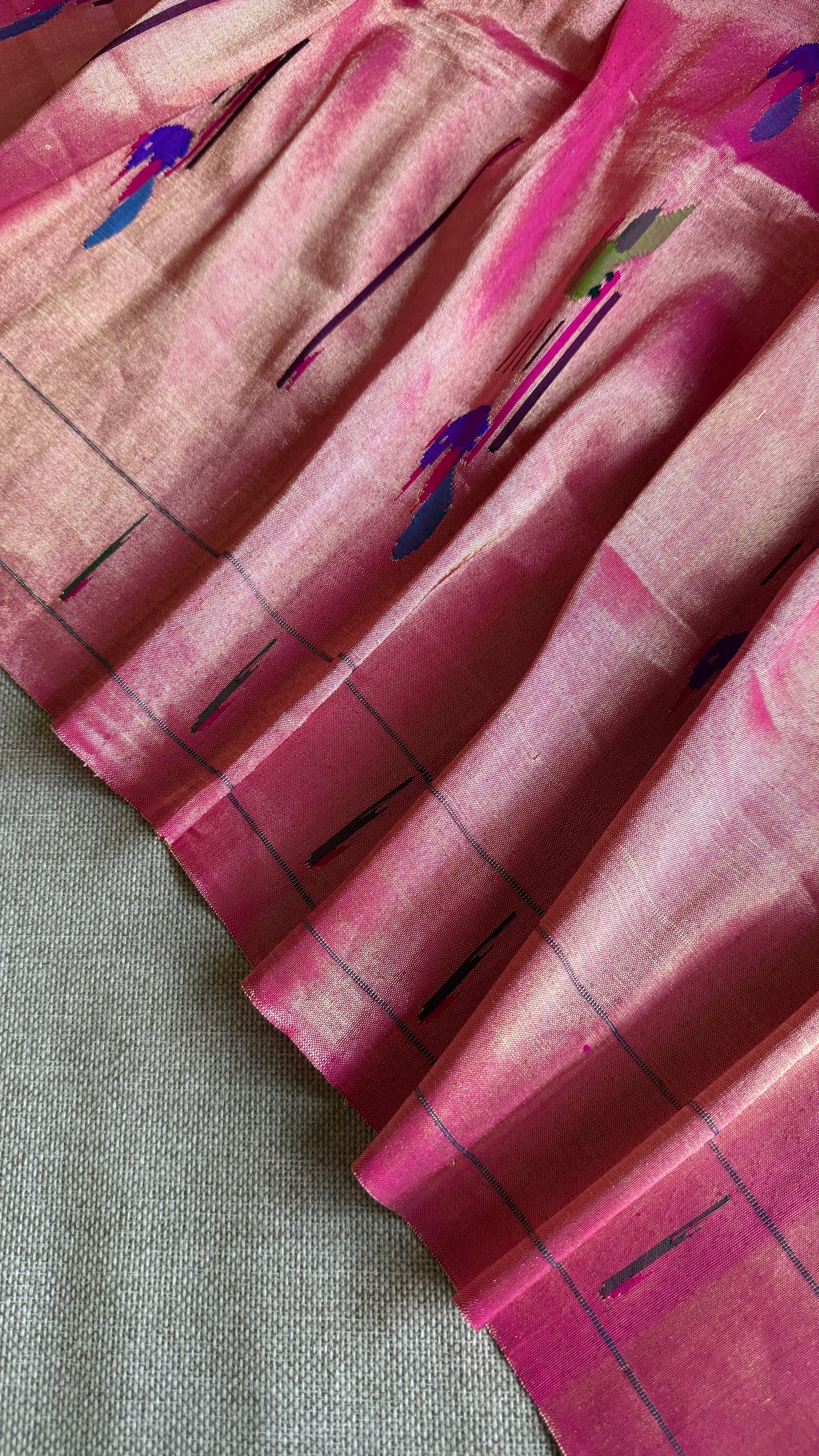 Pink Tissue Mor-Popat Blouse Piece