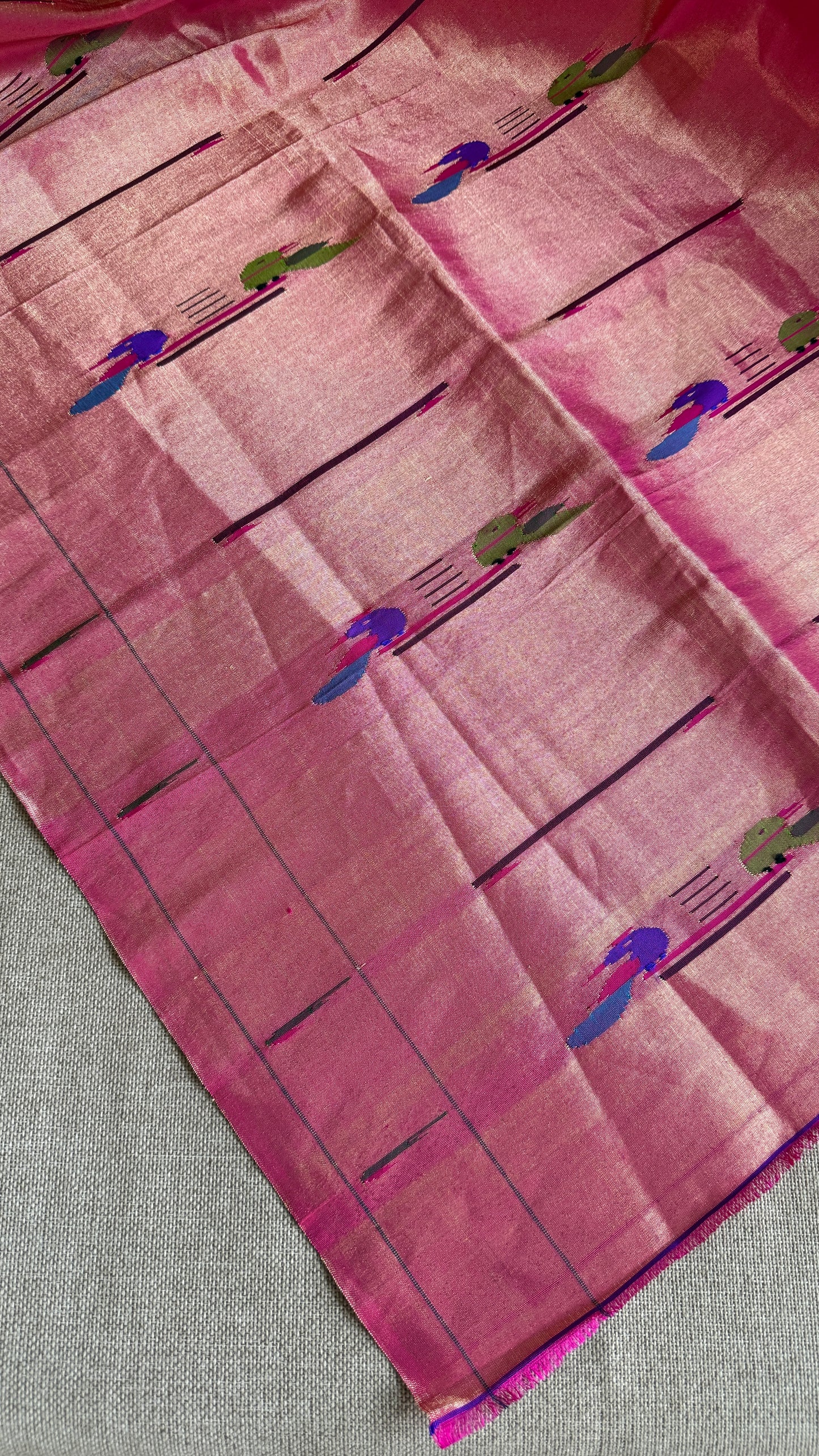 Pink Tissue Mor-Popat Blouse Piece