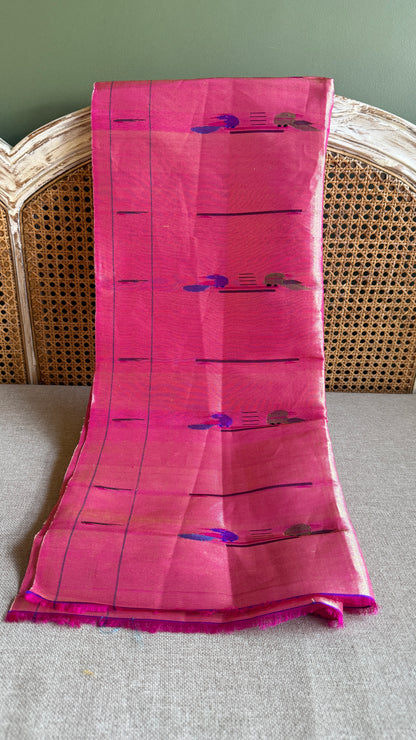 Pink Tissue Mor-Popat Blouse Piece