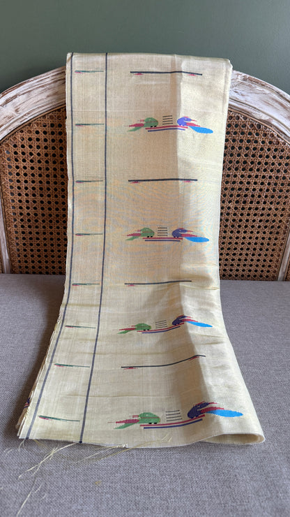 White Tissue Mor-Popat Blouse Piece