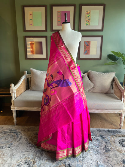 Rani Pink Paithani with Peacock Pallu