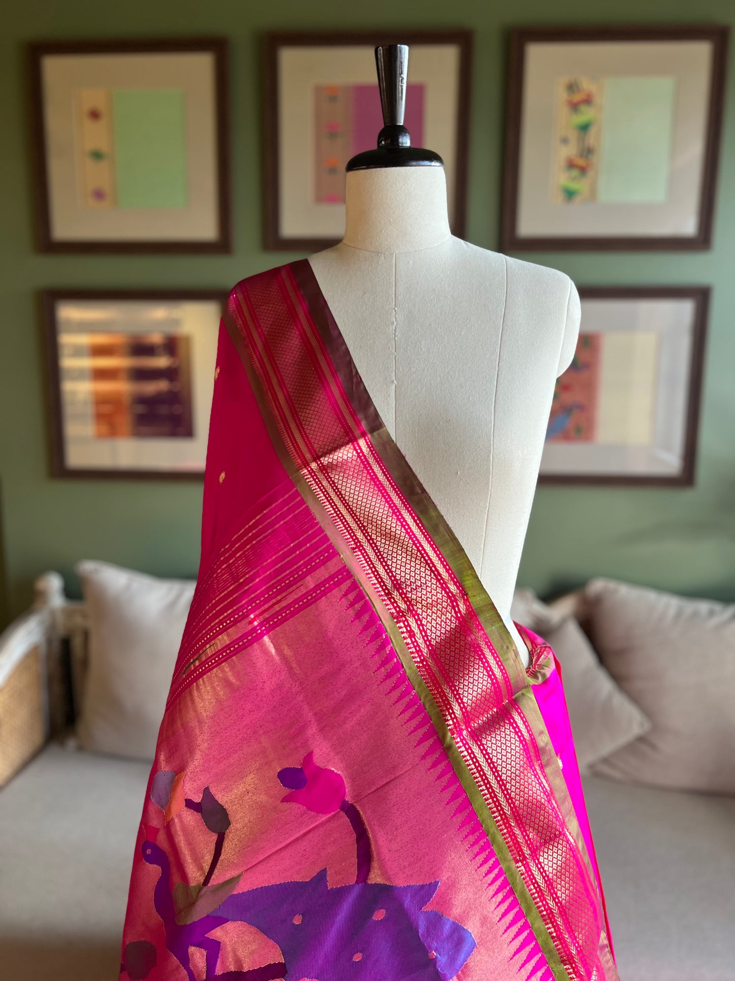 Rani Pink Paithani with Peacock Pallu