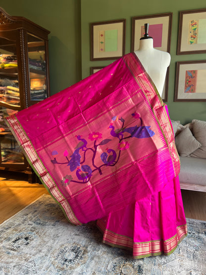 Rani Pink Paithani with Peacock Pallu