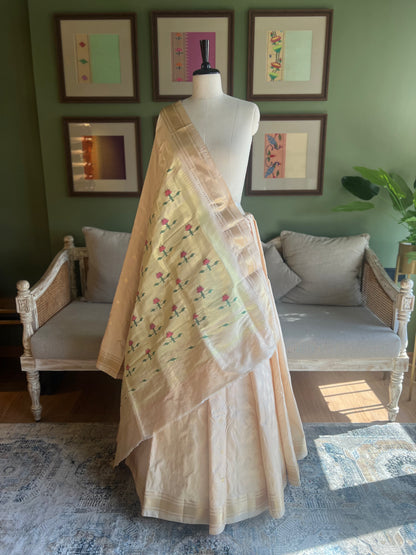 Beige Paithani with Chandrakor Butti and Asavali Pallu