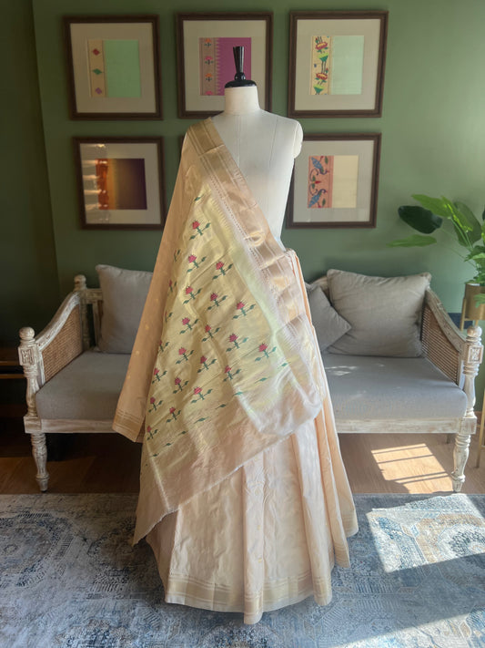 Beige Paithani with Chandrakor Butti and Asavali Pallu