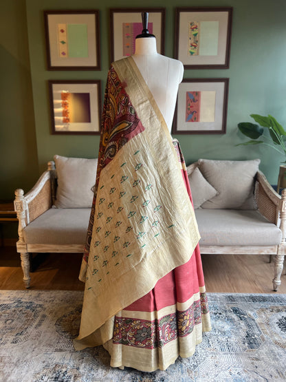 Rust/Beige Kalamkari x Paithani with Asavali Pallu